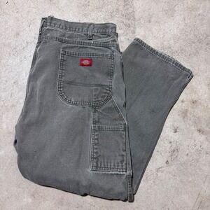 Vintage 90s Dickies Relaxed Fit Carpenter Pants 40x30 Denim‎ Distressed Olive